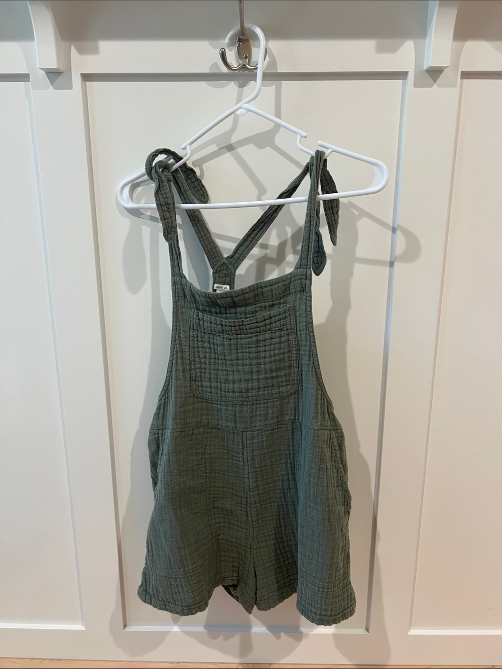aerie Olive Green Gauze Tie-Shoulder Romper